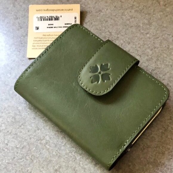 Patricia Nash Iberia Bifold Leather Wallet Sage Color RFID Protection NWT - Picture 1 of 9